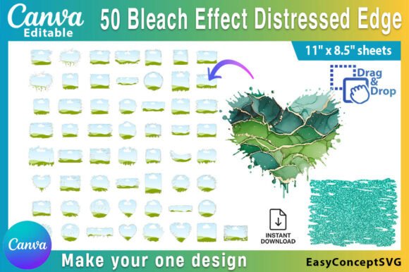 50 Canva Bleach Effect Distressed Edge: Instant Vintage Style