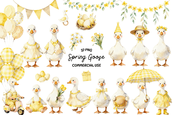 Adorable Spring Goose Clipart Bundle for Easter Crafts