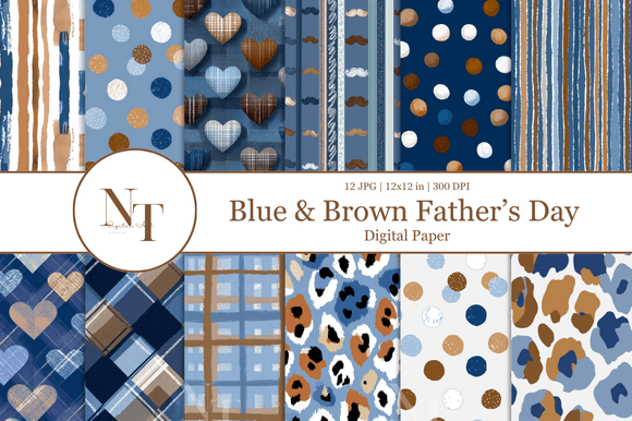 Blue & Brown Father’s Day Digital Paper: A Design Asset for Thoughtful Creations