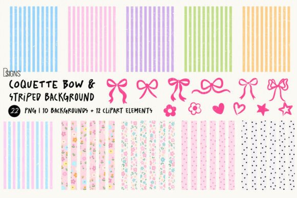 Coquette Bow & Striped Background Bundle: A Designer's Sweet Spot