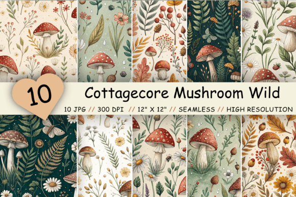 Cottagecore Mushroom Wildflower Paper: A Whimsical Foundation
