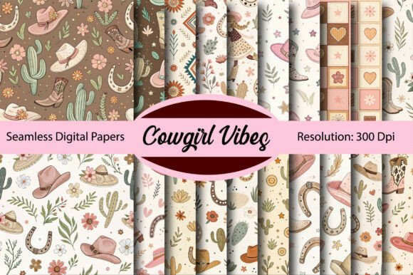 Cowgirl Vibes Seamless Digital Paper: A Designer's Wild West Asset