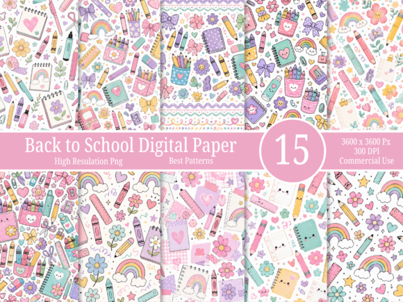 Cute Back to School Digital Paper Bundle: A Creative Asset for Modern Projects