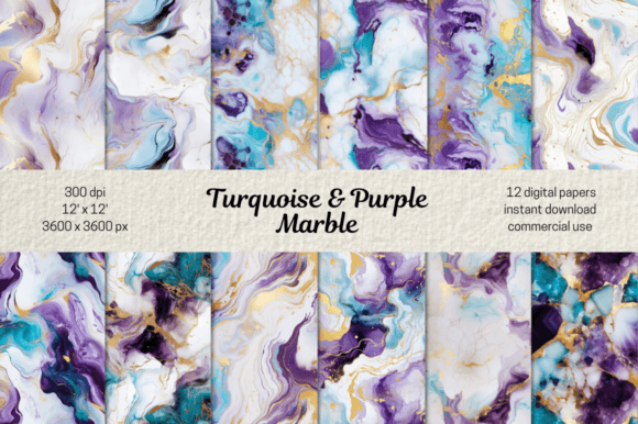 Elevate Projects with Turquoise & Purple Marble Backgrounds