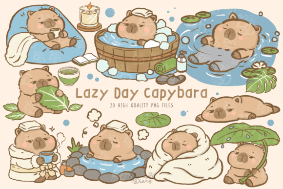 Embracing Cozy Aesthetics with Kawaii Lazy Capybara Clipart