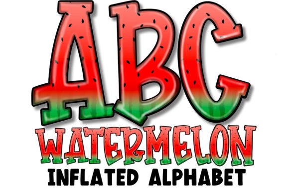 Inflated 3D Watermelon Alphabet PNG Set for Vibrant Designs