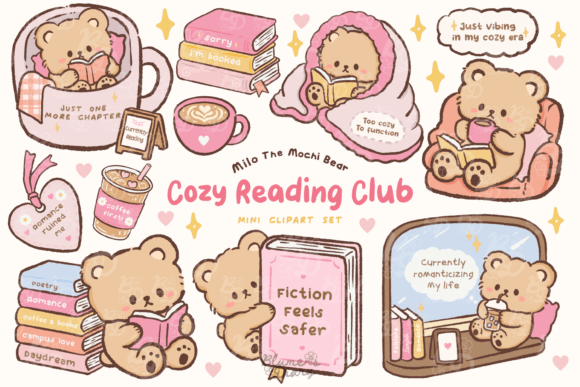 Kawaii Cozy Reading Club Bear Clipart: A Designer's Guide to Soft Pastel Charm