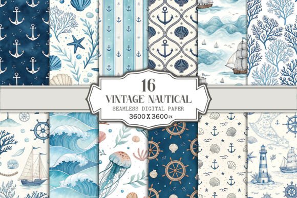 Set Sail with the Vintage Nautical Seamless Pattern Bundle
