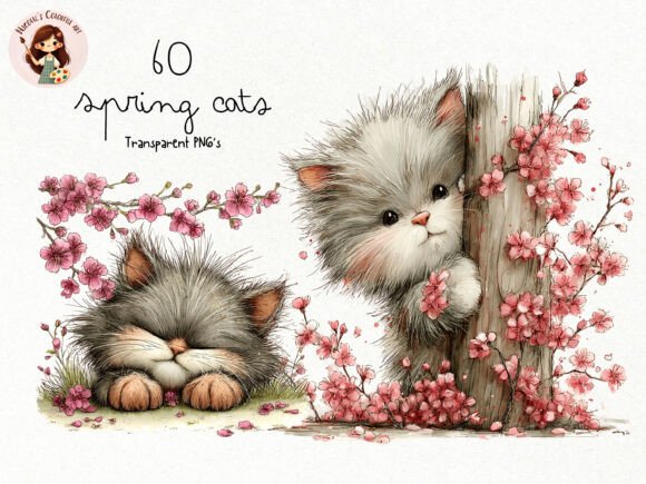 Spring Cat Clipart PNG Bundle: A Designer's Delight