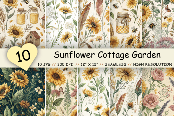 Sunflower Cottage Garden Digital Paper: A Designer's Botanical Asset