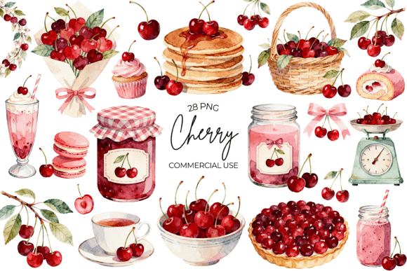 Sweeten Your Designs with Watercolor Cherry Clipart