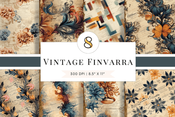 Vintage Blue and Orange Backgrounds for Crafters