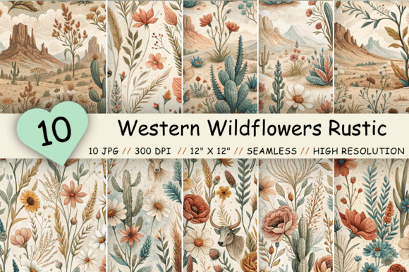 Western Wildflowers Rustic Digital Paper: A Field Guide