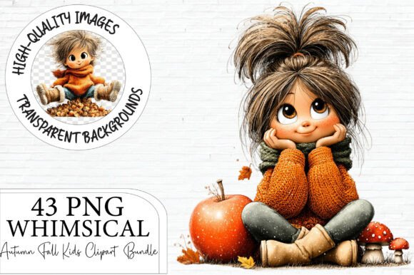 Whimsical Autumn Fall Kids Clipart: Creative Assets for Seasonal Projects