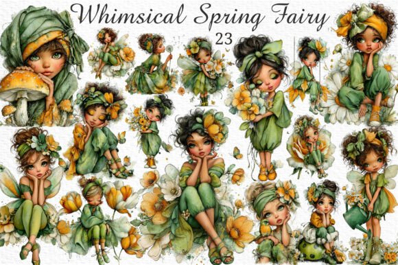 Whimsical Spring Fairy Clipart: Enchanting Design Assets
